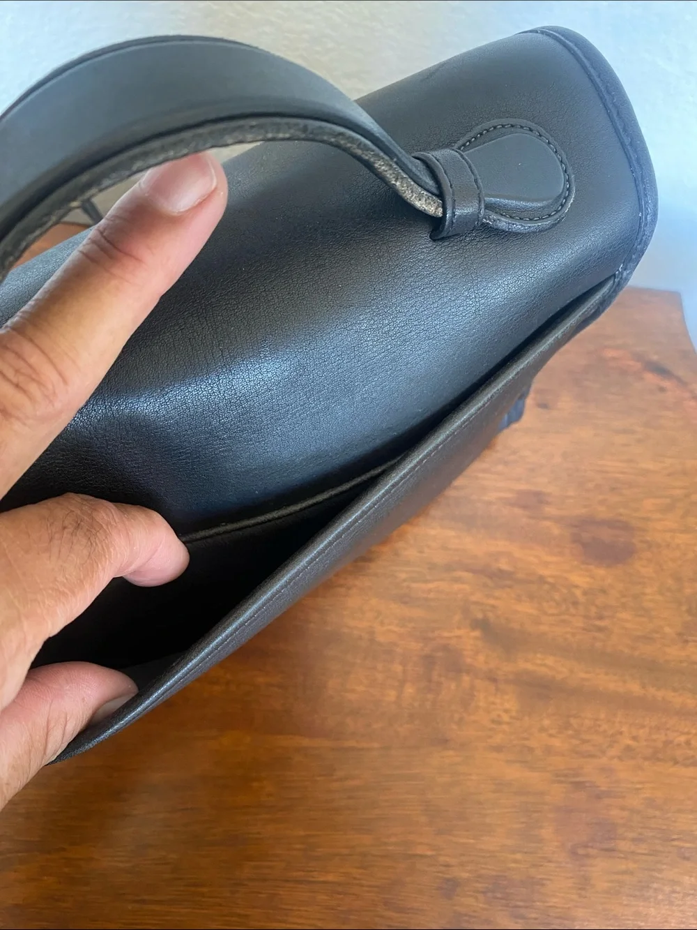 Coach Classic Black Leather Top-Handle Crossbody Bag